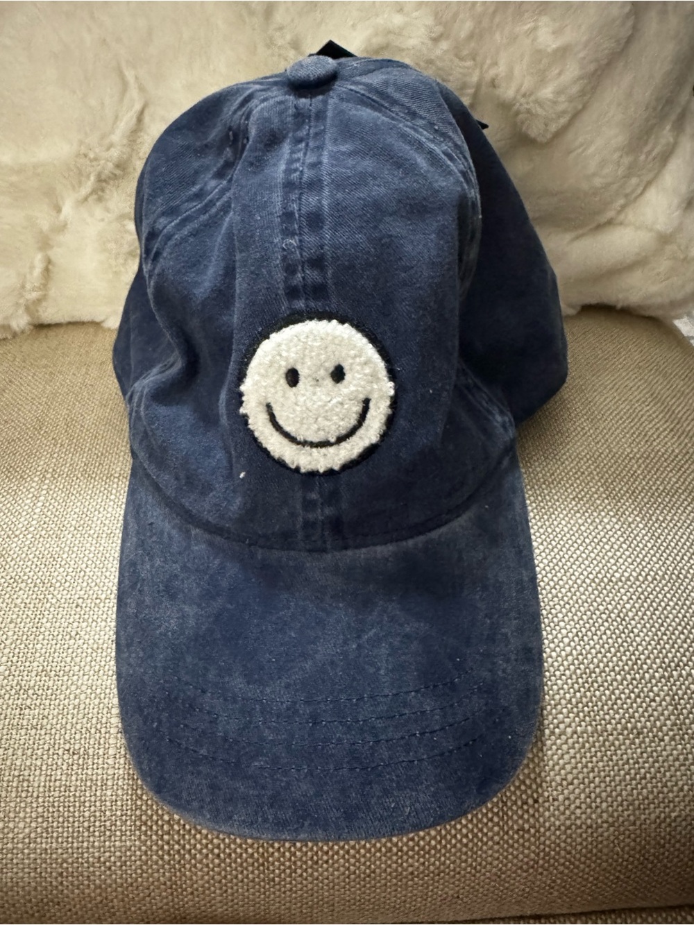 David $ Young Women’s Navy Smiley Patch Baseball Cap Denim fabric